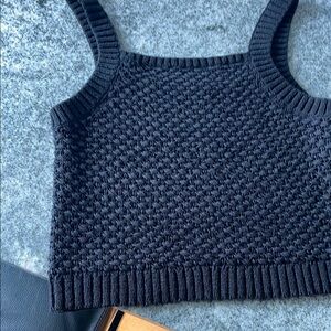 J. Crew Black Knit Crochet Tank